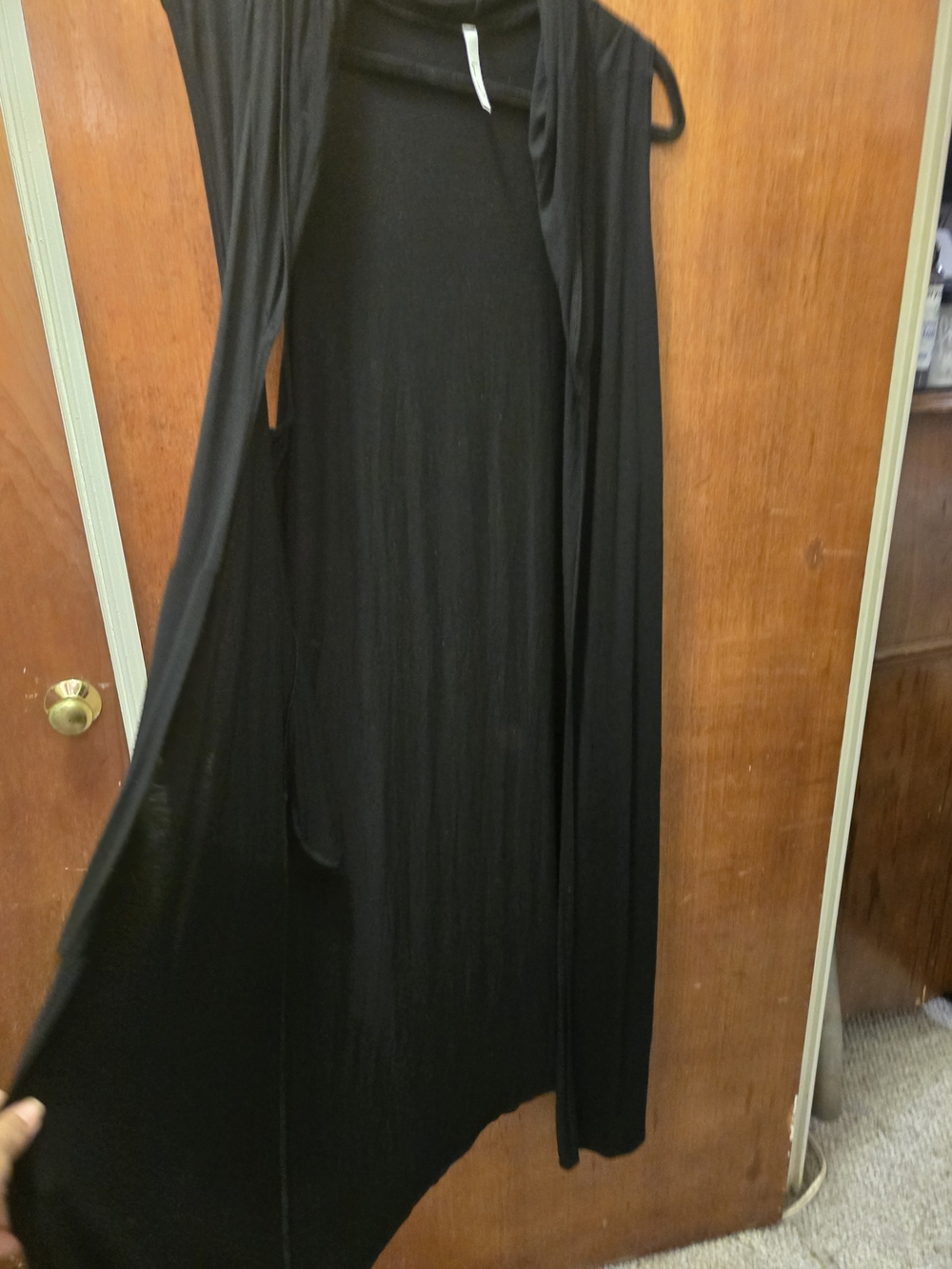 Isaac Mizrahi Black Longline Open-Front Duster Vest